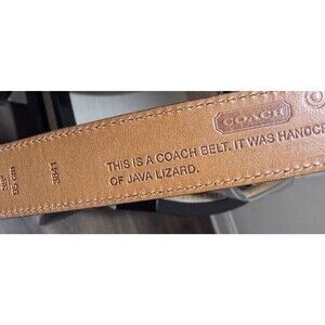 COACH 3841 Java Lizard Belt Strap 38 / 95cm Black Unpunched Engine Turned NEW